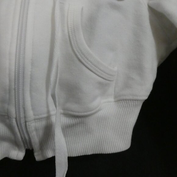 BEBE | small | White Cropped Blue Bebe Logo Hoodie | Zip Closure | Made In USA - Picture 9 of 16